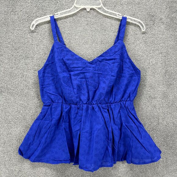 Bloomchic Top Womens 12 Large Blue Floral adjustable strap Tank Blouse - Picture 4 of 16